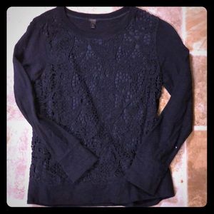 J crew lace crochet sweatshirt